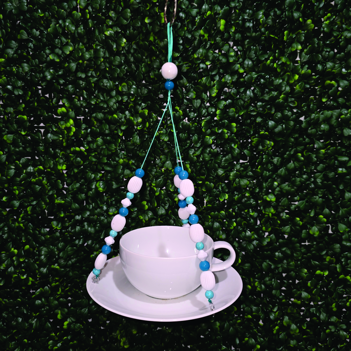 Blue Skies Hanging Teacup Bird Feeder | Tea Time for the Birds™