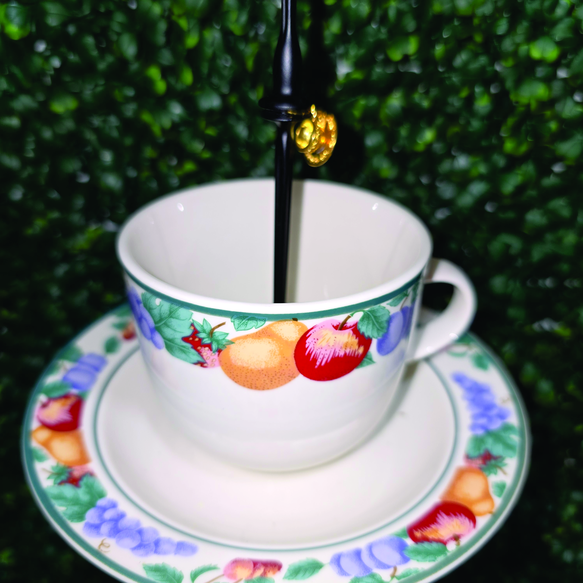 Orchard Harvest Hanging Teacup Bird Feeder with Rain Cover | Tea Time for the Birds™