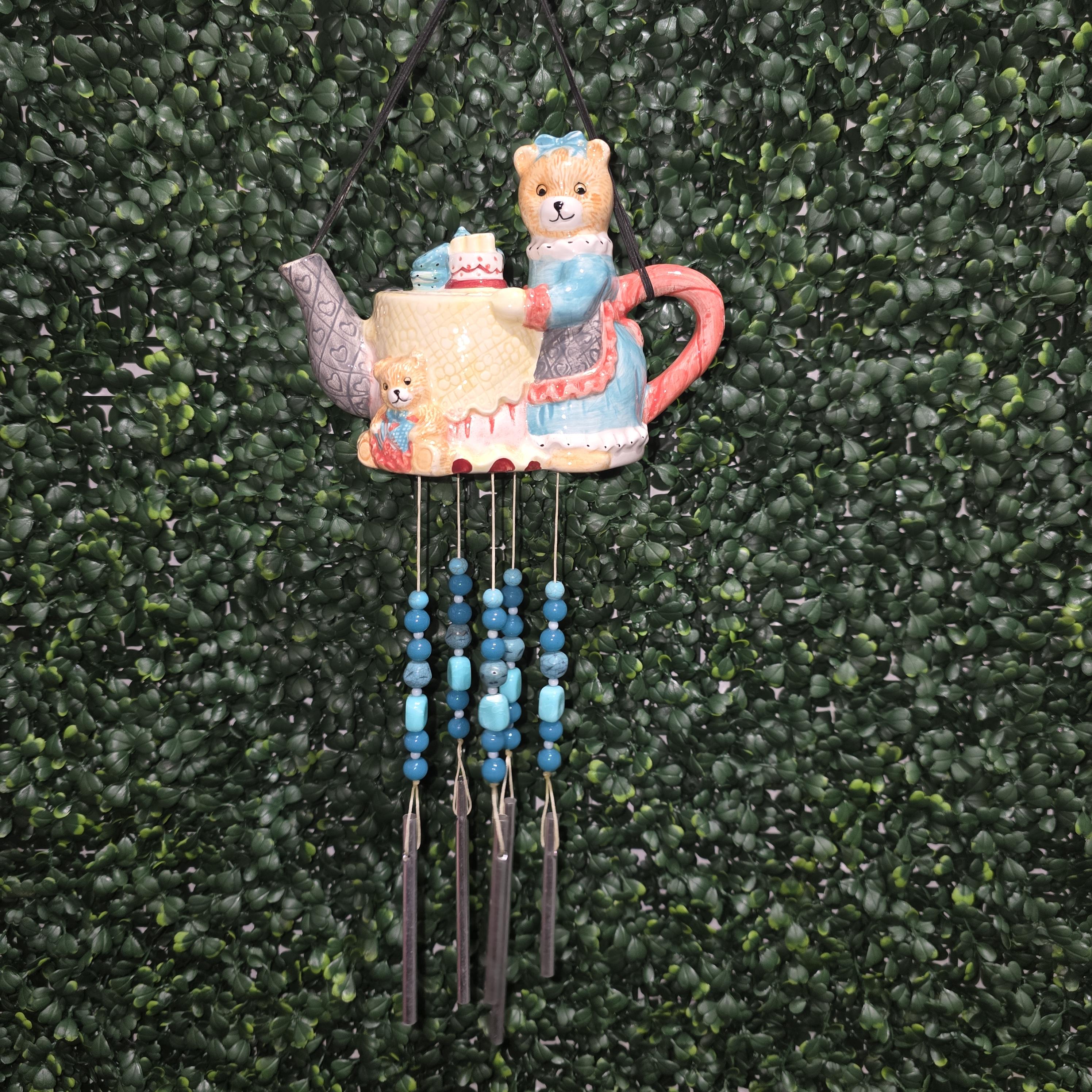 Teddy Bear Tea Time Mini Teapot Wind Chime