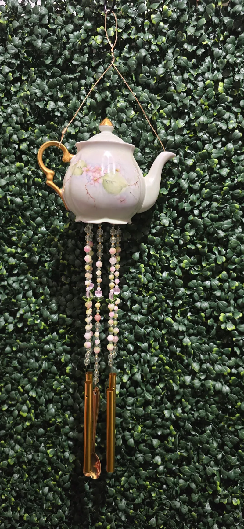 Blushing Garden Teapot Wind Chime