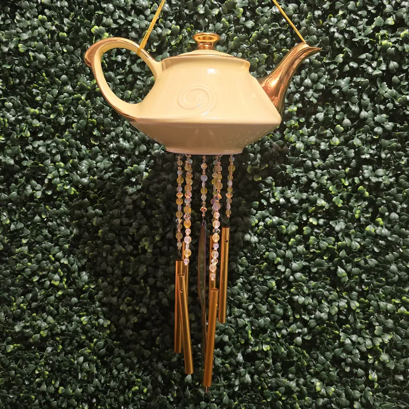 Golden Wishes 22K Gold Teapot Wind Chime – Whispers in the Wind™