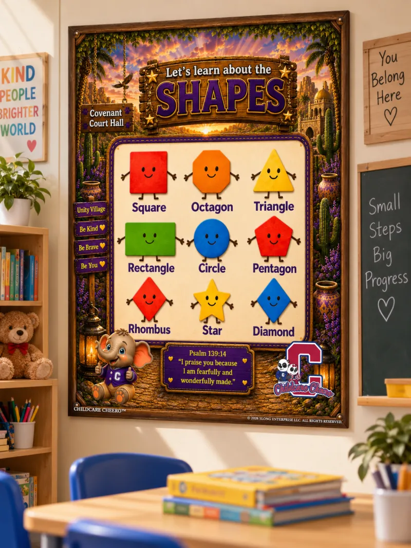 Childcare Cheero Shapes Learning Poster | Starter, Infants Ages 6 Weeks to 11 Months