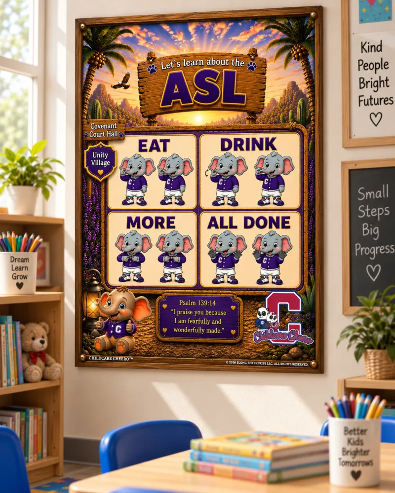 Childcare Cheero ASL Learning Poster | Starter, Infants Ages 6 Weeks to 11 Months