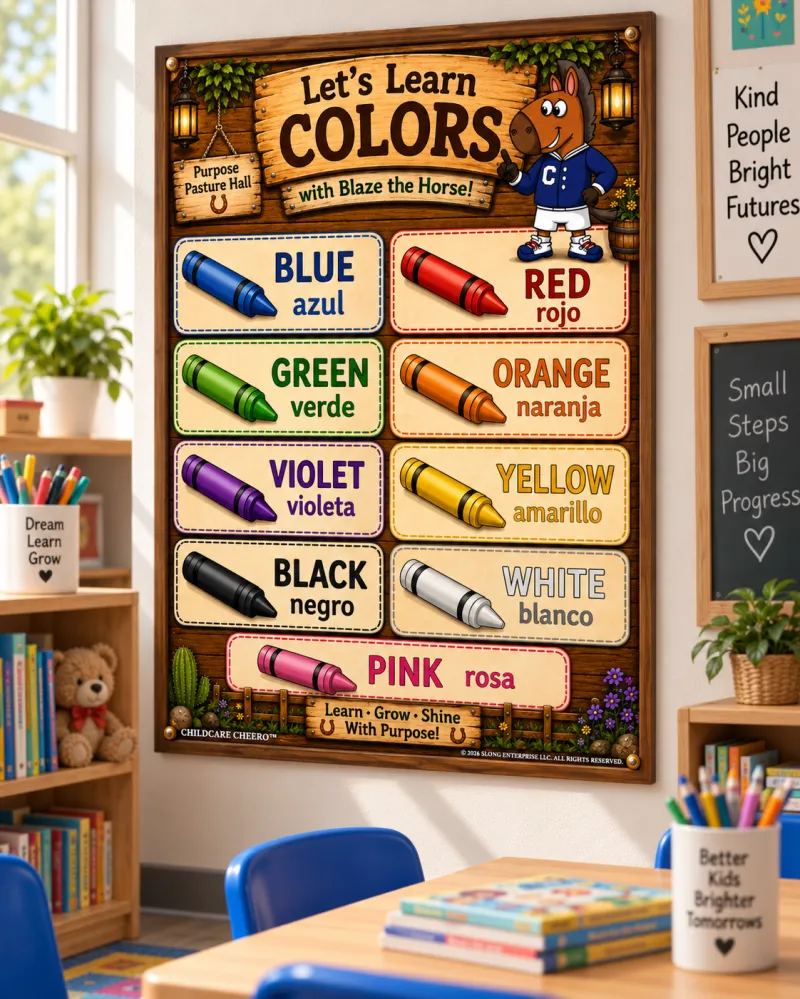 Childcare Cheero Colors Learning Poster | Freshman, Toddler 1’s Ages 1–2