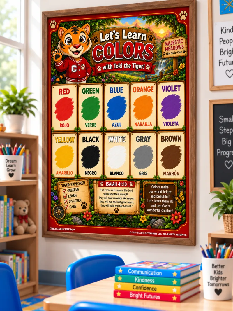 Childcare Cheero Colors Learning Poster | Senior, Pre-K 4’s Ages 48–59 Months