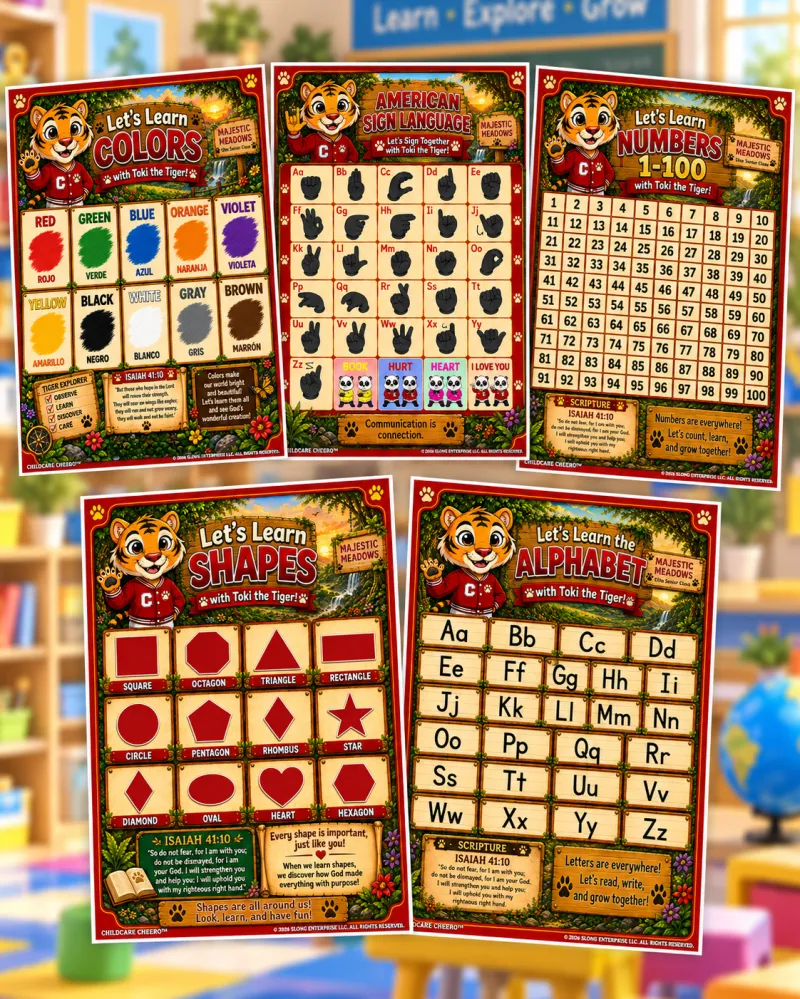 Toki the Tiger Preschool Learning Poster Bundle