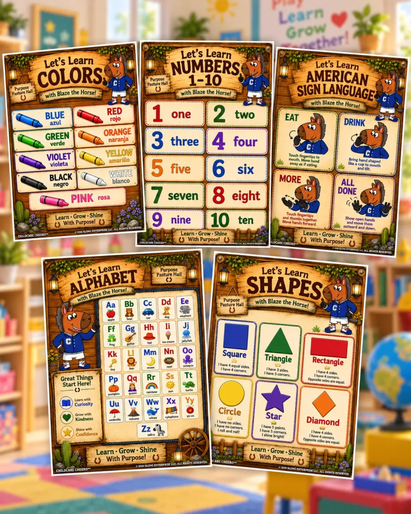 Blaze the Horse Preschool Learning Poster Bundle