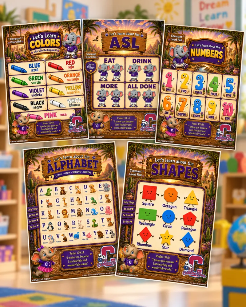 Ellie the Elephant Preschool Learning Poster Bundle