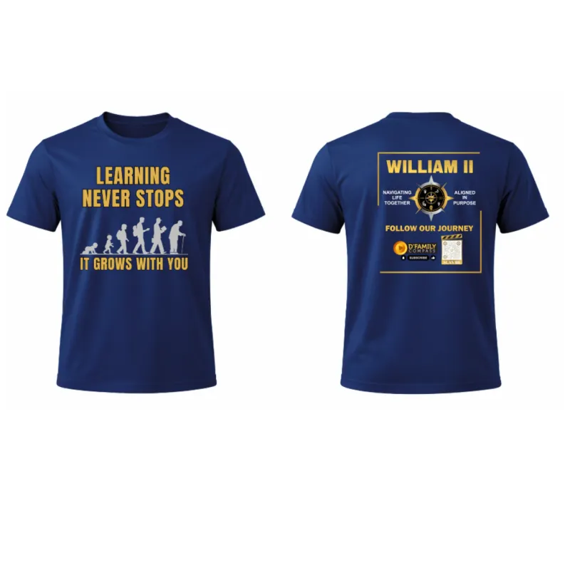 D'Family Compass  - Learning Never Stops - T'shirt - Blue