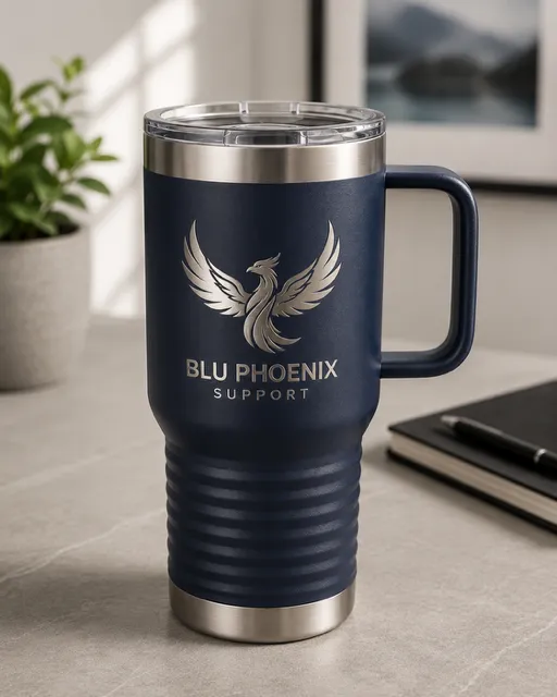 Blue Phoenix Support 20 Oz Tumbler with Handle