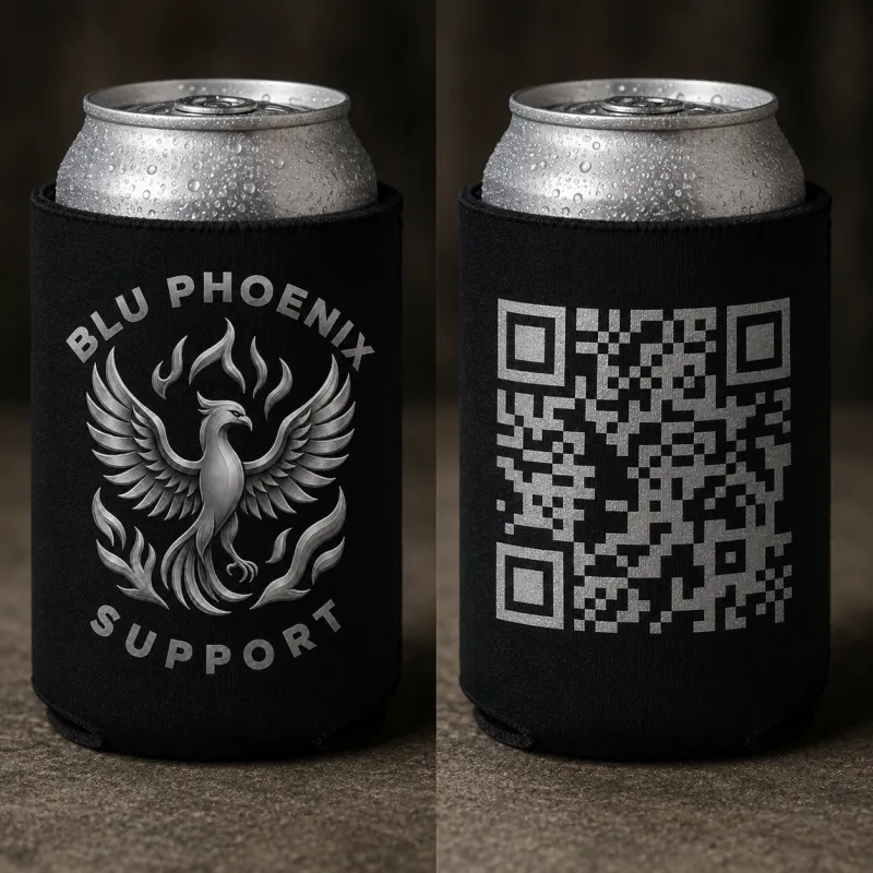 Blu Phoenix Support Can Koozies