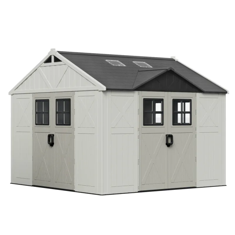 10x10ft Pro Triple-Door Access Vinyl Storage Shed