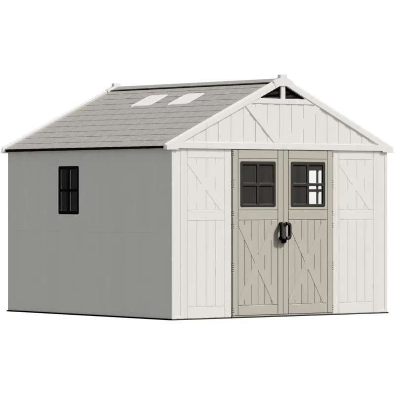 10x10 Vinyl Storage Shed with Skylight, Windows, and Lock