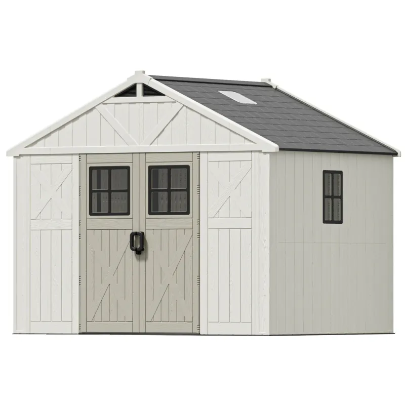 10x8 Vinyl Storage Shed with Skylight & Windows