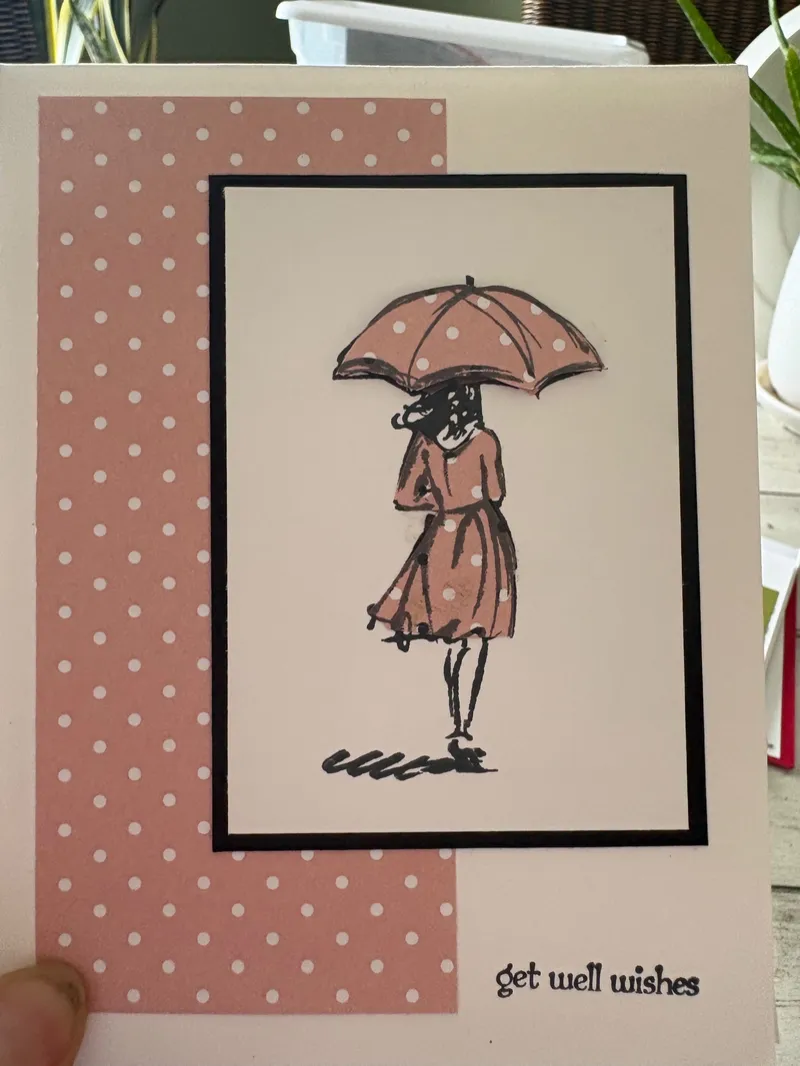 Get Well Greeting Card Pink Umbrella