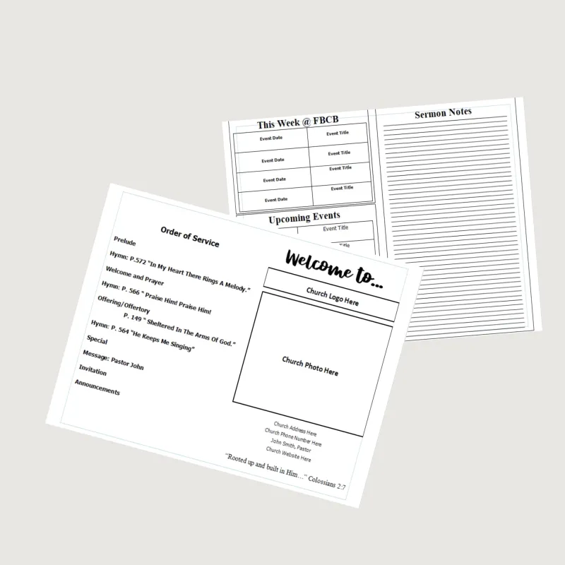 Editable Microsoft Publisher Church Bulletin Template