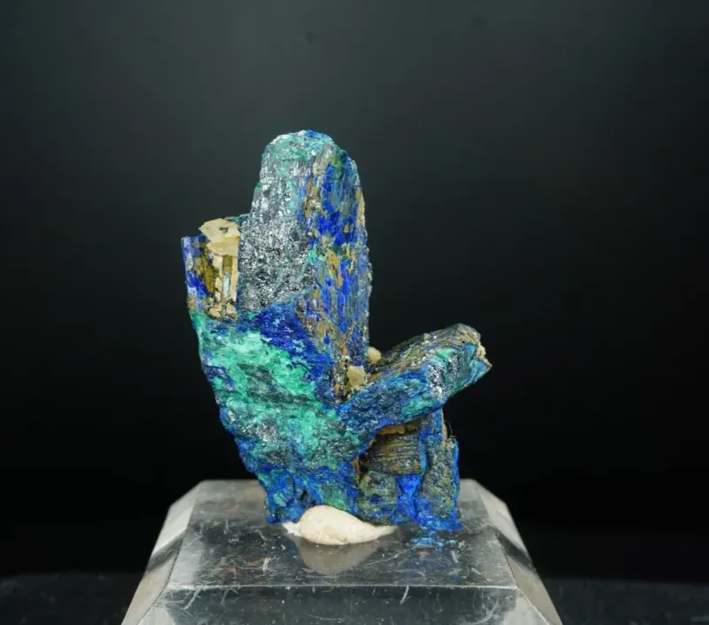 Azurite ps. Chalcostibite with Malachite - Rhar el Anz, Morocco