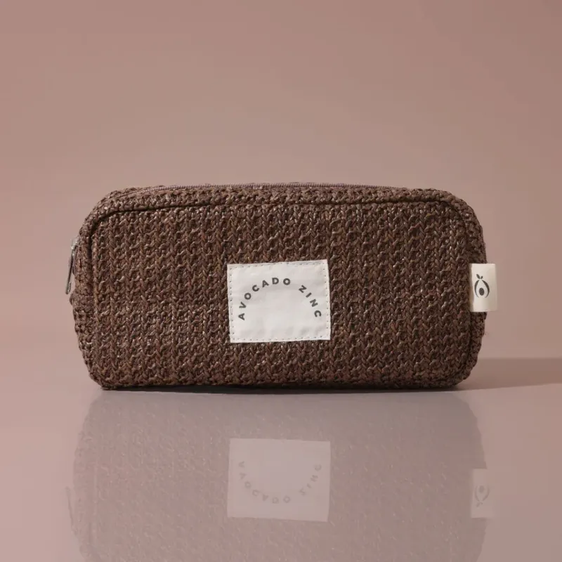 Pochette en paille marron chocolat