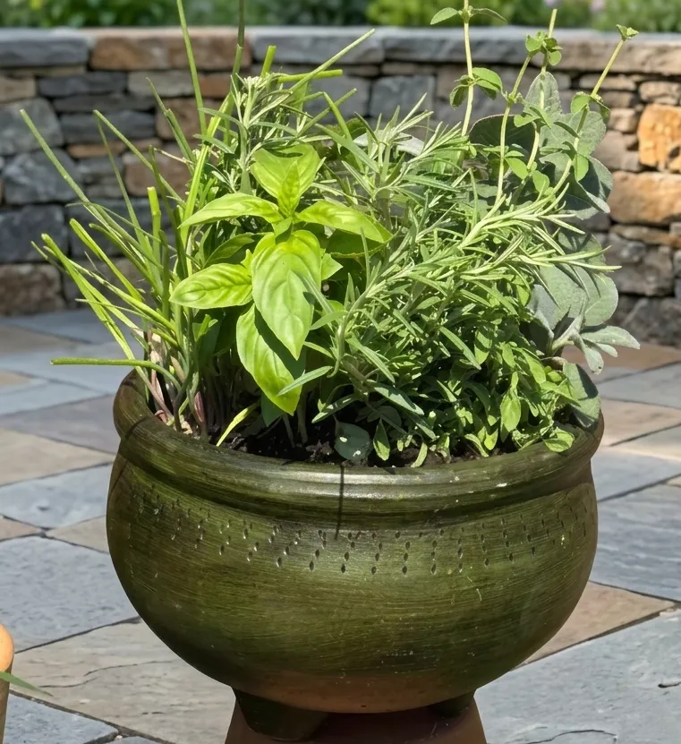 Aged Carved Three-Legged Pot S/4 