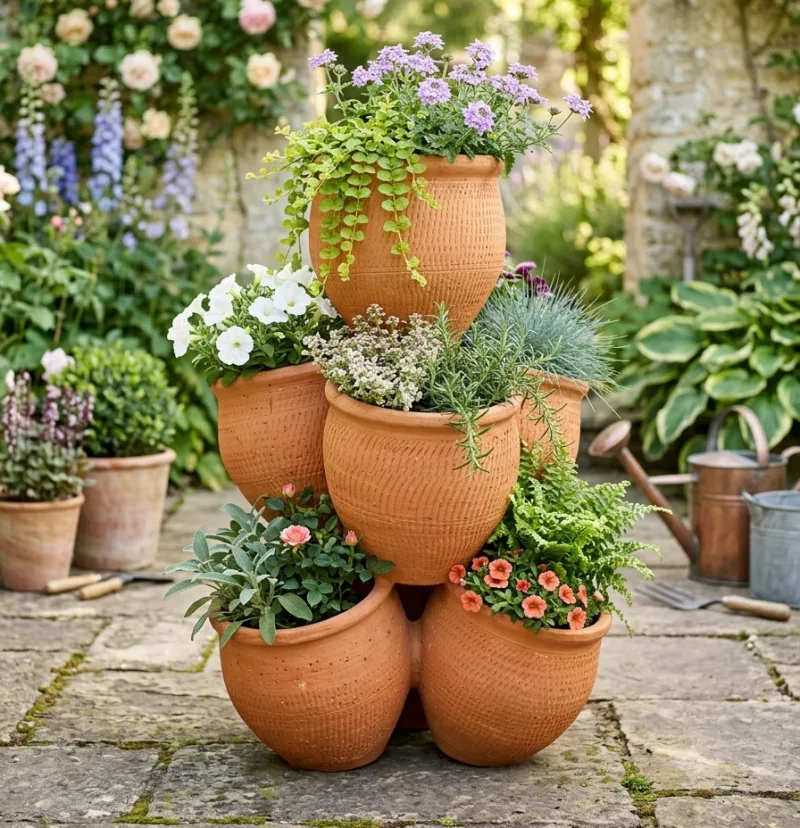 Natural (7) Stacked Pots 