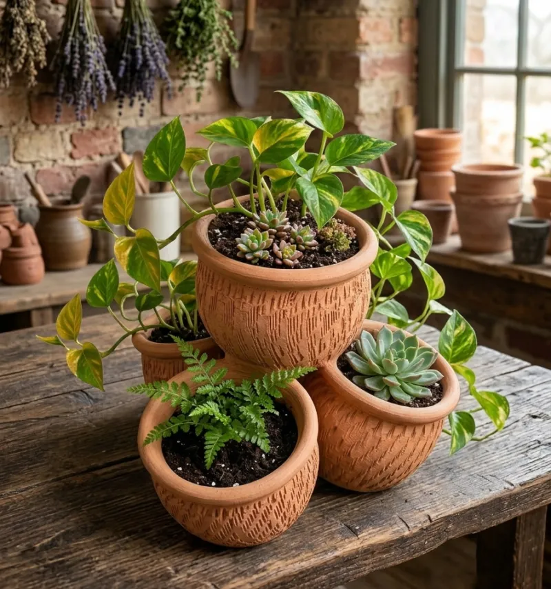 Natural 4 Stacked pots