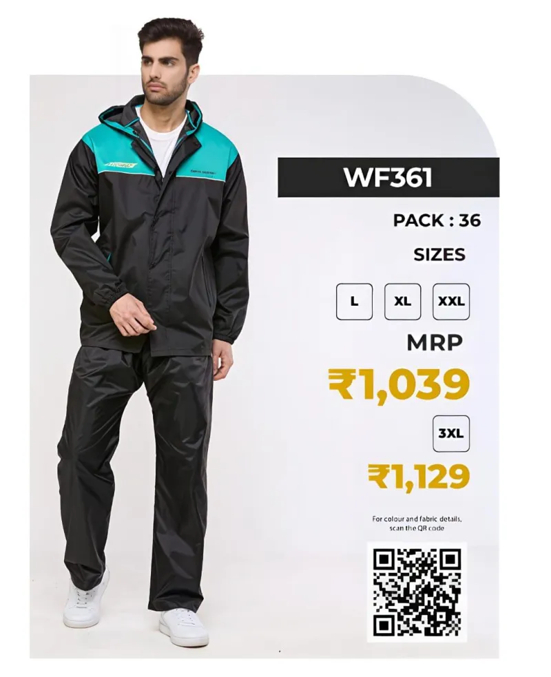 Black & Aqua Premium Zeel Raincoat