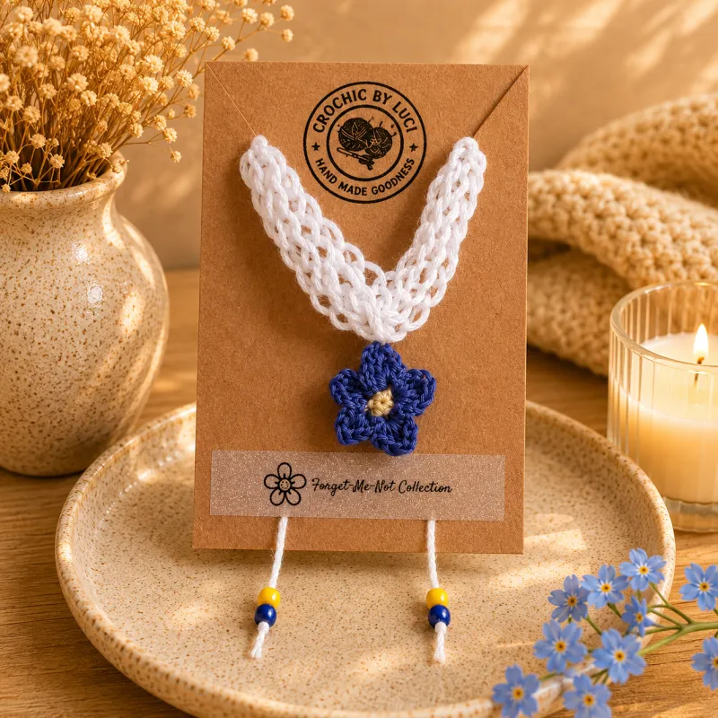 Forget-Me-Not Bloom Bracelet | Handmade Crochet Dementia Awareness Bracelet