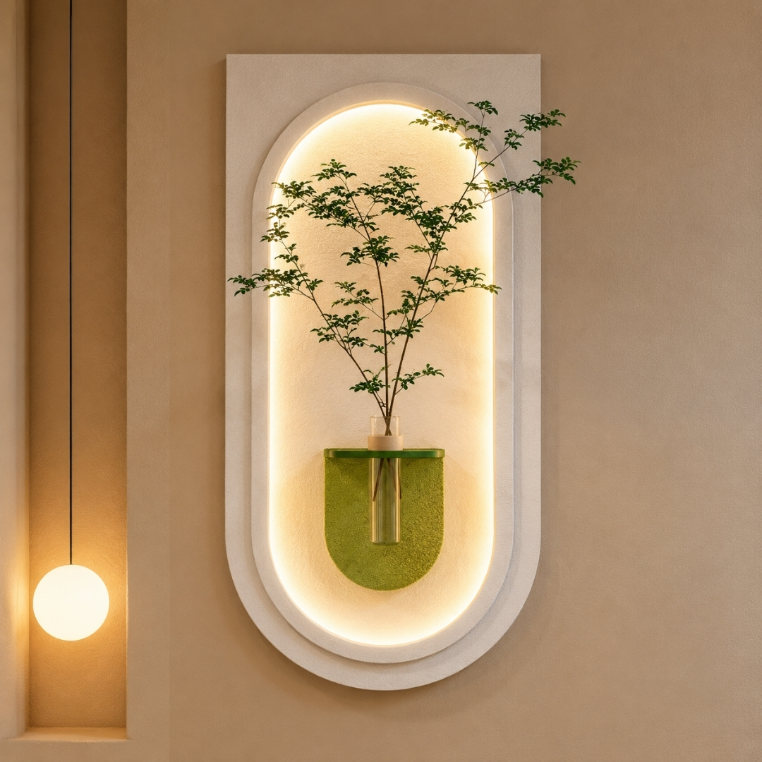 Florero decorativo de pared con luz