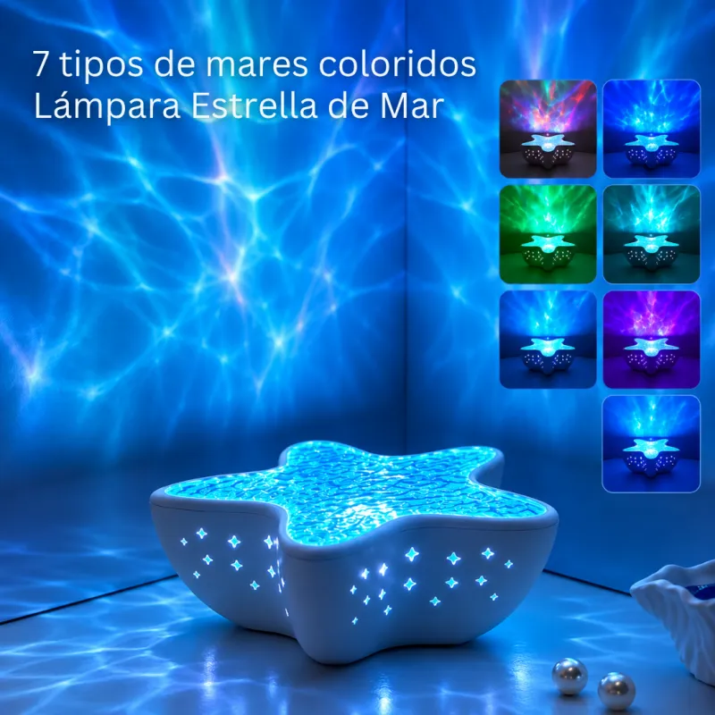 Lampara nocturna de proyección de estrellas y bajo el mar recargable