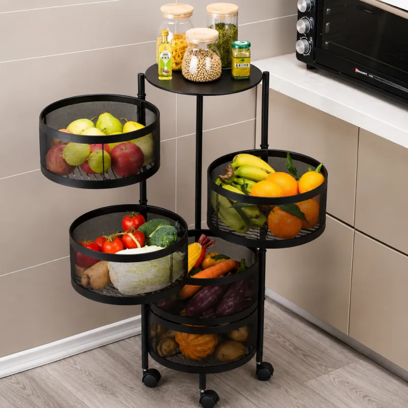Carrito rotativo con 5 niveles para cocina y oficina