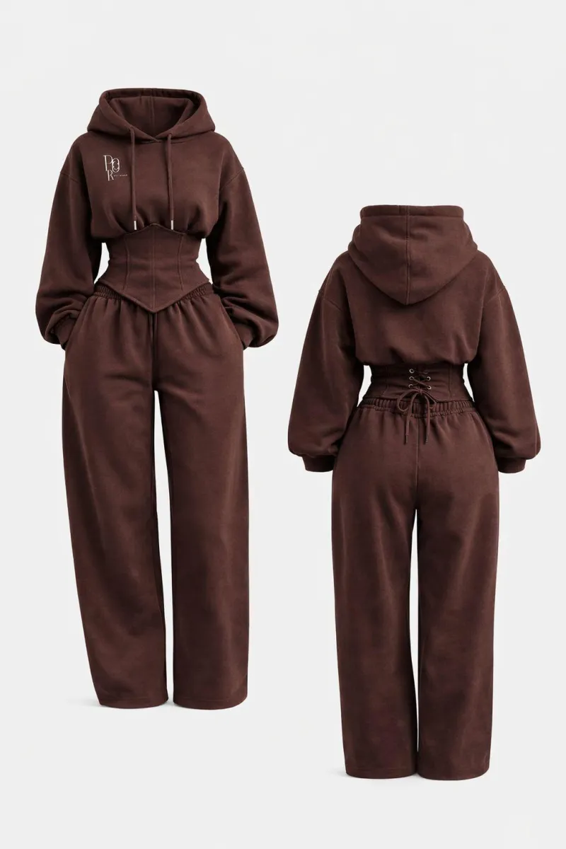 POR Corset Waist Hoodie Jumpsuit