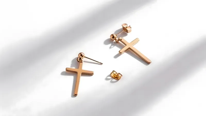 Cross Charm Huggie Earrings