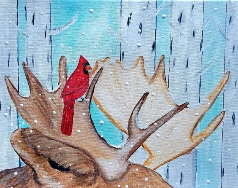 Winter Moose and Friend