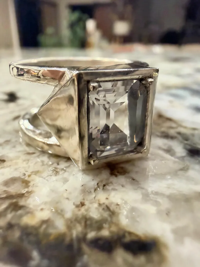  Men's Emerald Cut with Side Triangle Smart Ring Jacket 