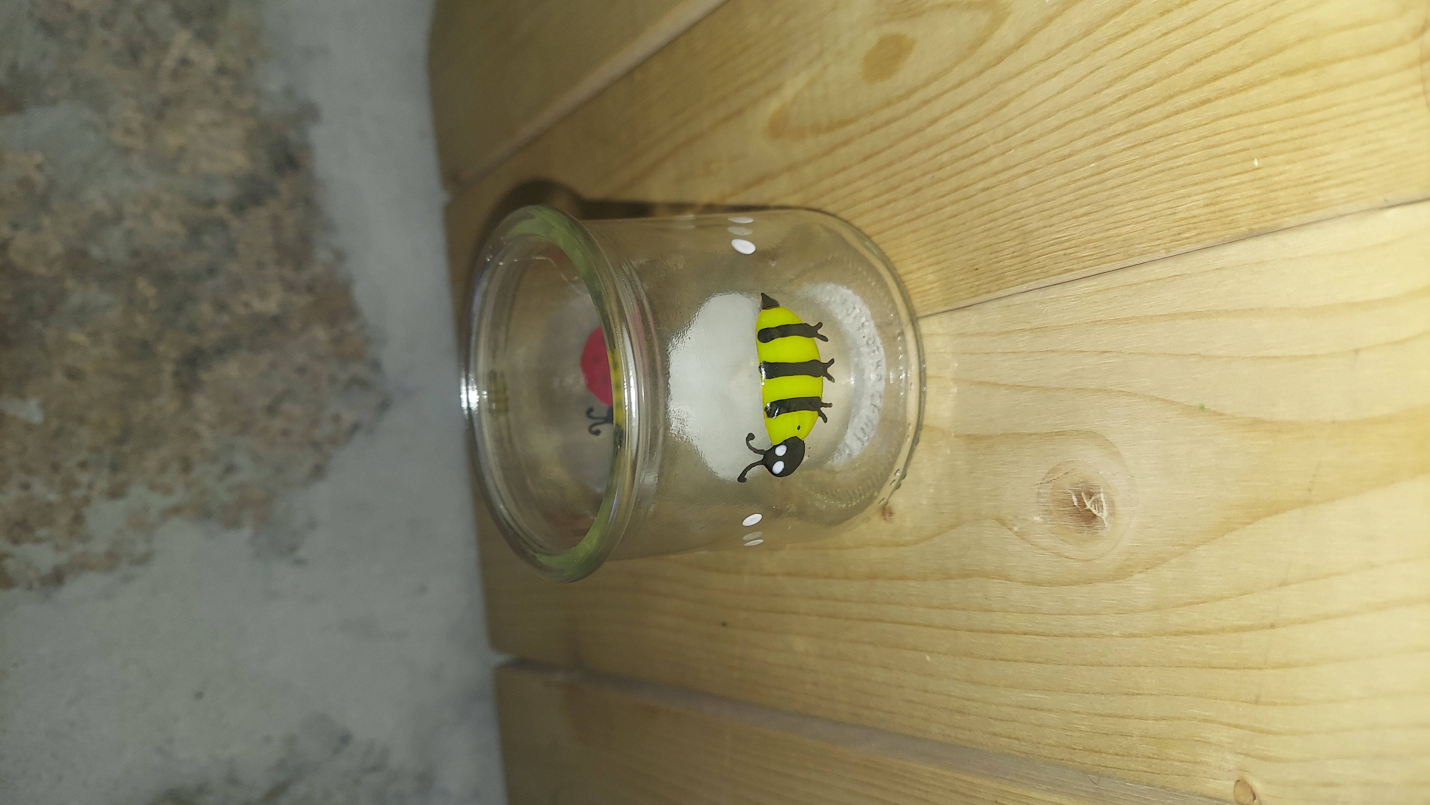 Bee, ladybug, and dots candle