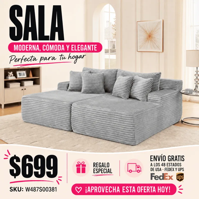 Sala de 2 Piezas Gris 48
