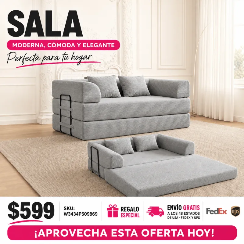 Sofa Cama Gris 48