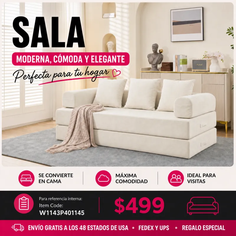 Sofa Cama Beige 48