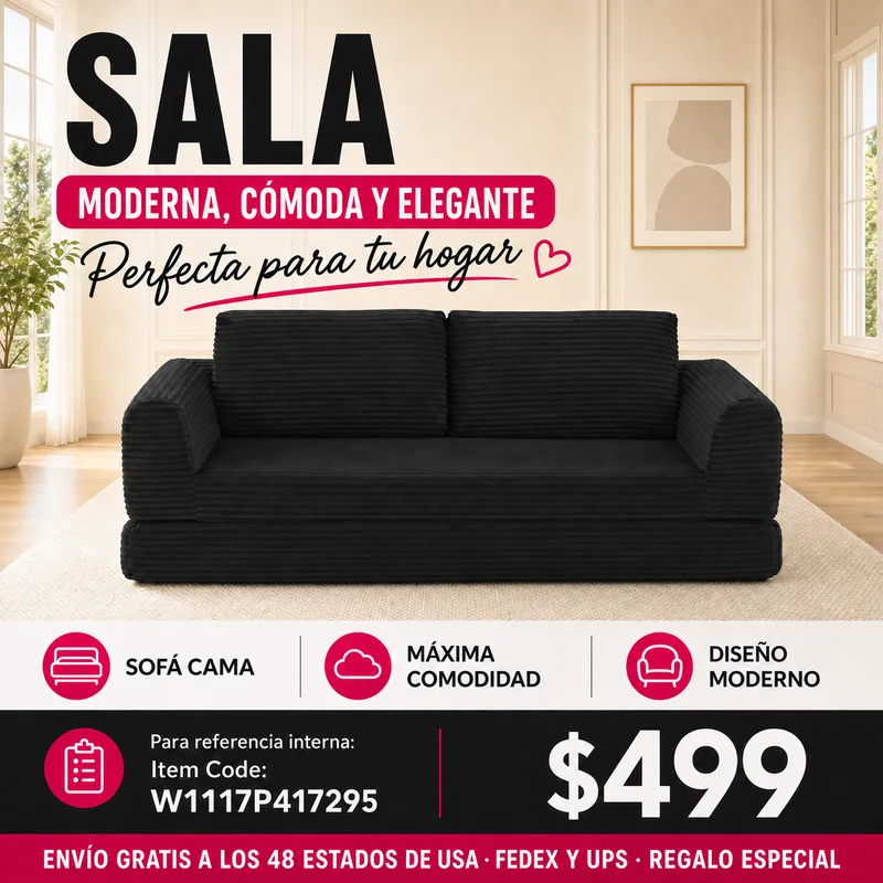 Sofa Cama Negro 48 - 007