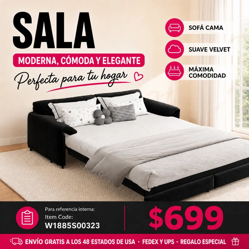 Sofa Cama Negro 48 - 008