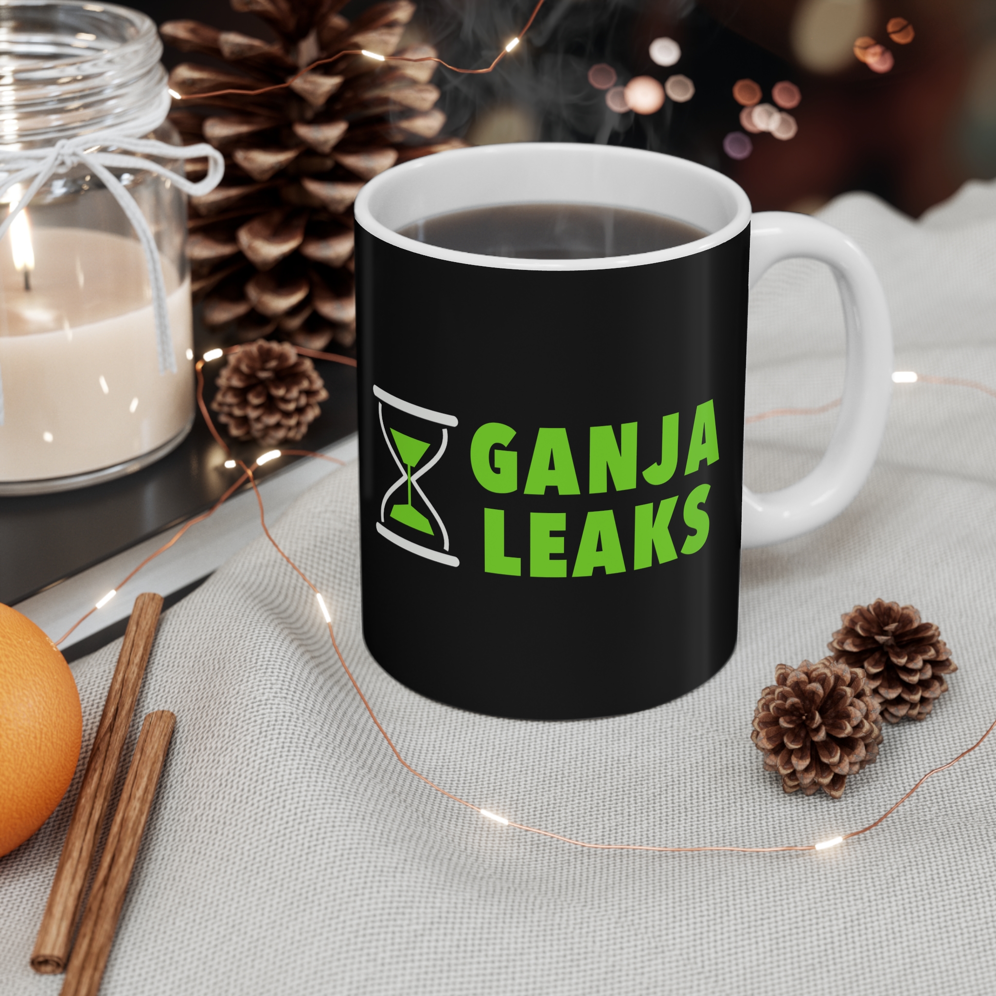 Ganja Leaks Mug (Black Ceramic)
