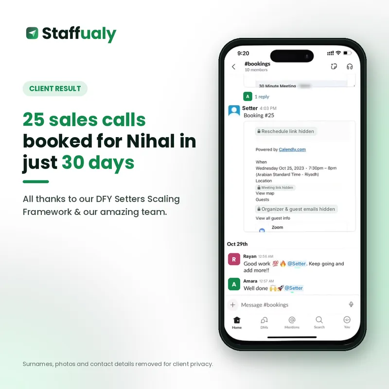Client result: 25 sales calls booked for Nihal in 30 days