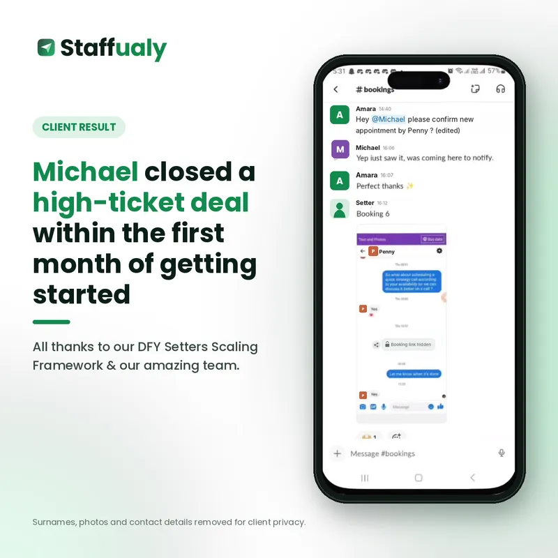 Client result: Michael closed a high-ticket deal in his first month