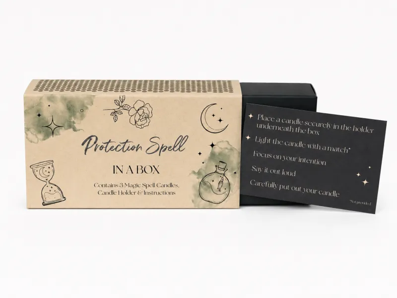 Protection Spell Candles with Candle Holder (3-Pack)