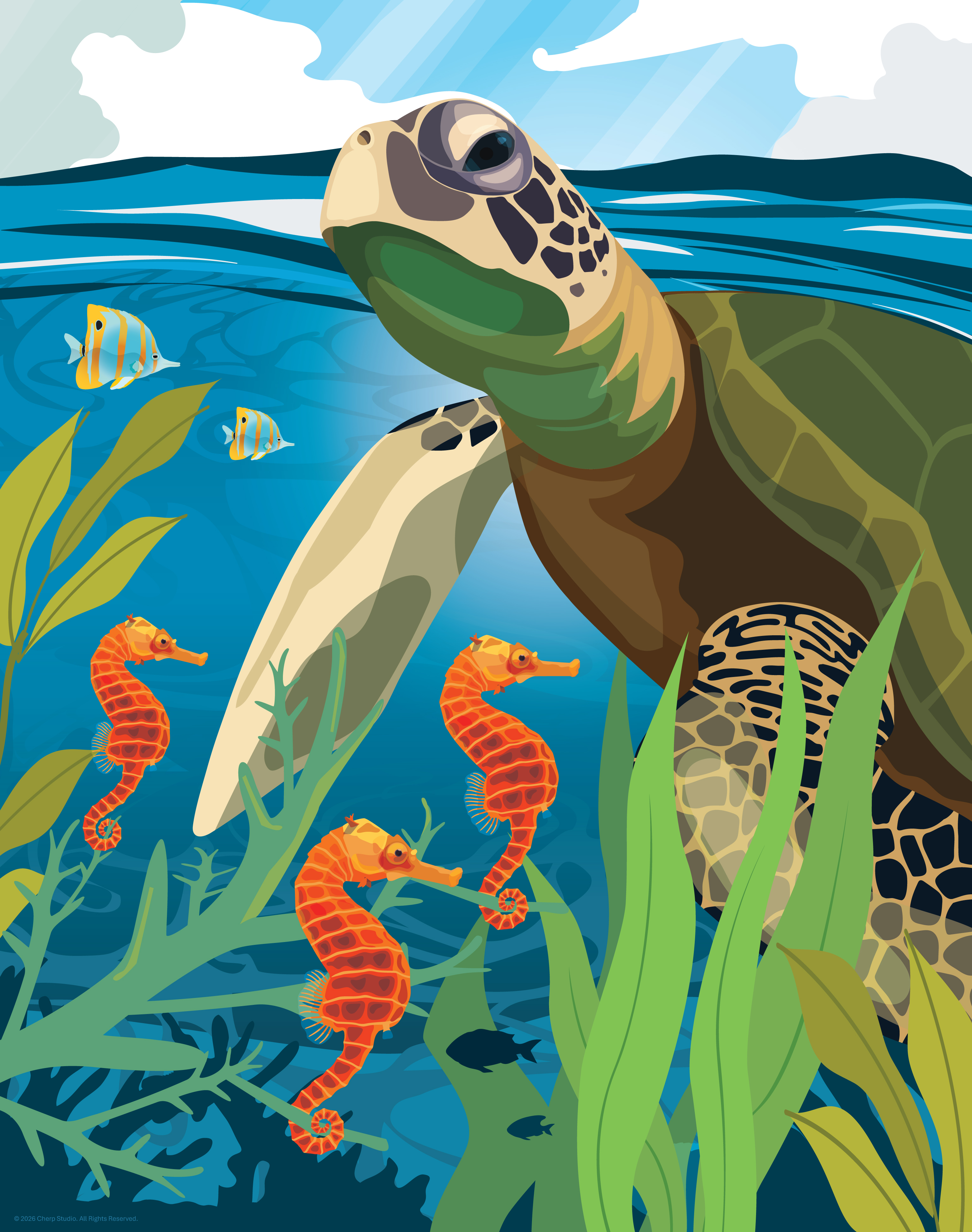 WildinColor – 100 PC puzzle – Sea Turtle/Seahorses