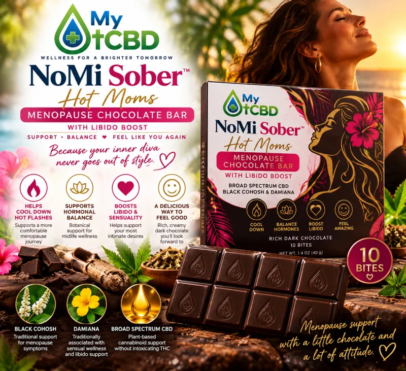 NoMi Hot Moms Hot Flash Menopause Chocolate Bar with Libido Booster