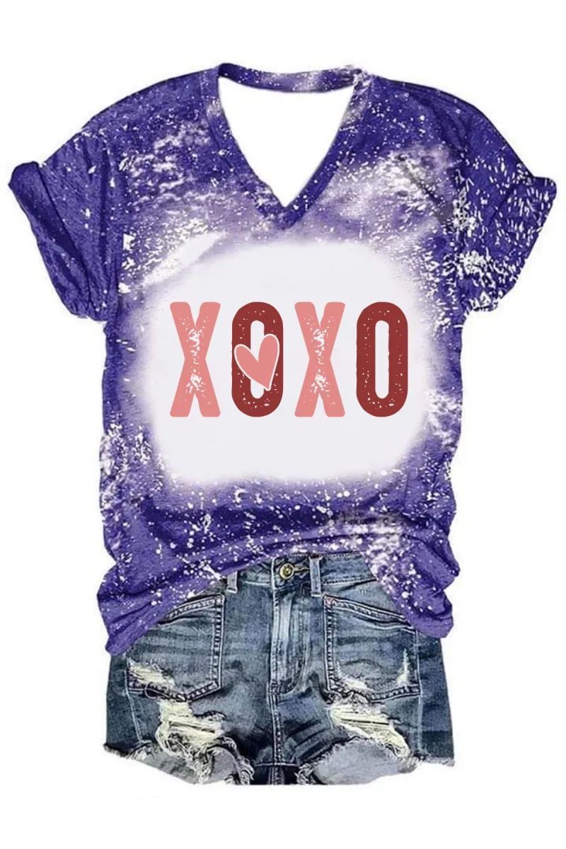 Blue Valentines Bleach Splatter V-Neck T-Shirt