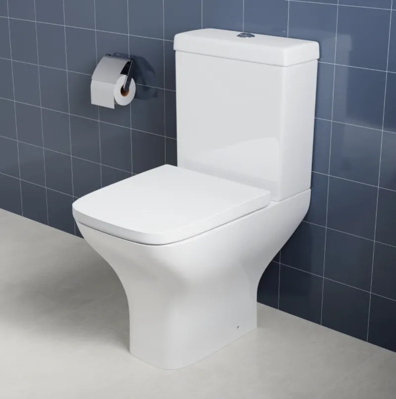 SQUARE Modern Rimless Short Projection Toilet + Soft Closing Seat