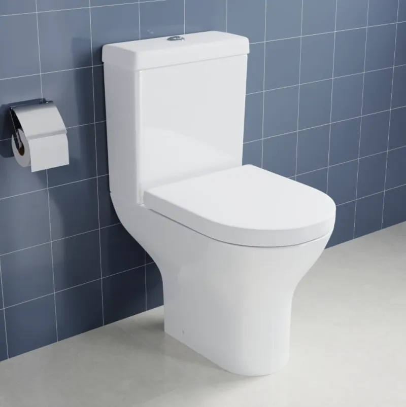 ROUND Modern Rimless Close Coupled Toilet + Soft Closing Seat