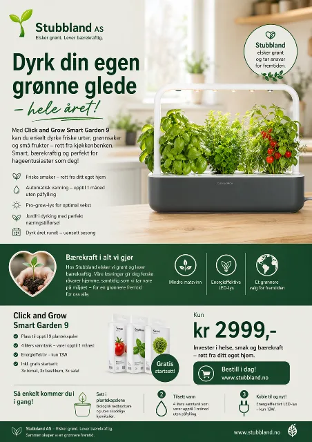 Click and Grow Smart Garden 9 startpakke – mørk grå